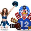 Chunful 4 ft Thanksgiving Football Turkey Cardboard Cutout Stand up Life Size Fall Autumn Harvest Thanksgiving Sport Theme Party Outdoor Decoration Backdrop Photo Props Turkey Standup for Party Supply