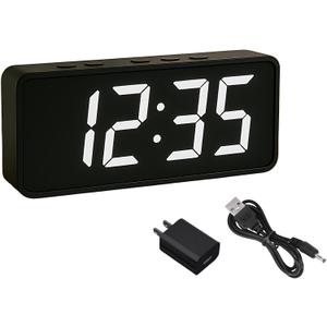 Digital Alarm Clock with Large 2 LCD White Digits | Compact Bedside Clock with Dual Alarms, Snooze, 3 Brightness Levels, Temperature Display in F/C, Battery Backup (Small)