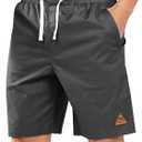 NORTHYARD Mens 9 Inch Casual Cotton Board Shorts Zipper Pockets Quick Dry | Golf, Beach, Work, Hiking, Fishing, Drawstring, Elastic Waist, Pull On, Lightweight, Travel (S)
