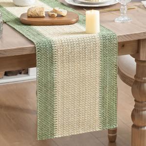 Artoid Mode Sage Green Farmhouse Rustic Paper Braided Table Runner, Seasonal Christmas Woven Kitchen Dining Table Decoration for Home Party Decor 12x72 Inch