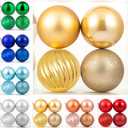 4in Large Christmas Ornaments Shatterproof Christmas Ball Ornaments Giant Hanging Balls Mercury Decorations for Holiday(Gold,4pc)
