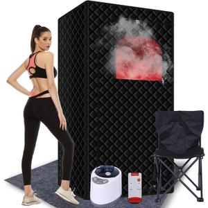 Portable Sauna Box for Home - Steam Sauna Tent for Relaxation - Indoor Personal Sauna for Health Benefits and Ease Muscle Tension, with Steamer, Folding Chair (Sauna-Q 01)