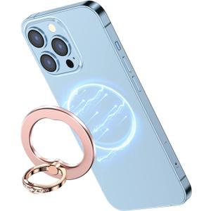 AUROX Magnetic Phone Ring Holder for iPhone 17 16 15 14 13 12 Magnetic Phone Grip for Magsafe Accessories 360 Rotation Adjustable Phone Finger Ring Grip Stand, Removable for Wireless Charging (Pink)