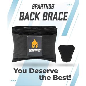 Sparthos Back Brace for Lower Back Pain - Immediate Relief from Sciatica, Herniated Disc, Scoliosis - Breathable Design With Lumbar Support Pad - For Home & Lifting At Work - For Men & Women - (Large)