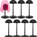 8pcs Wig Stands Wig Head Holders,13.8 Inches Portable Hat Display Stand Travel Wig Holder for Styling Non Slip Stable DIY Practice Hat Holder(Black)