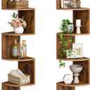 HOOBRO Corner Shelf Wall-Mounted, Set of 2 Floating Corner Shelves for Wall, 4-Tier Corner Bookshelves for Living Room, Bedroom, Bathroom, Home Office, Rustic Brown BF25BJP201 (41.3 Inches)
