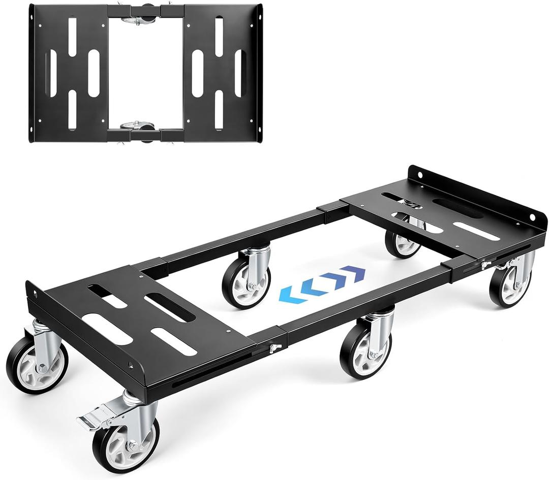 KEDSUM Moving Dolly with 5" All Terrain Wheels, 2000LBS Heavy Duty Dolly Cart with 100% Thicken Steel Frame, Expandable Furniture Dolly Up to 43.7" Wide, Used for Heavy Appliance, Building Materials