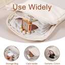 Small Travel Jewelry Case, Soft Velvet Jewelry Zipper Pouch Bag, Portable Jewelry Organizer Storage Bag with Small Pouches for Gemstones Healing Crystal Earring Bracelets (Beige)
