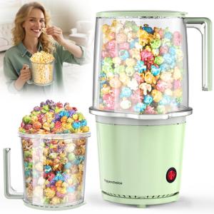 Electric Air Popper Popcorn Maker Machine for Home  2QT Oil-Free Personal Sized Popcorn Popper with Serving Bowl, 2Min Fast Making Healthy Snacks, 98% High Popping Rate for Family Party Movie Night (Aqua)