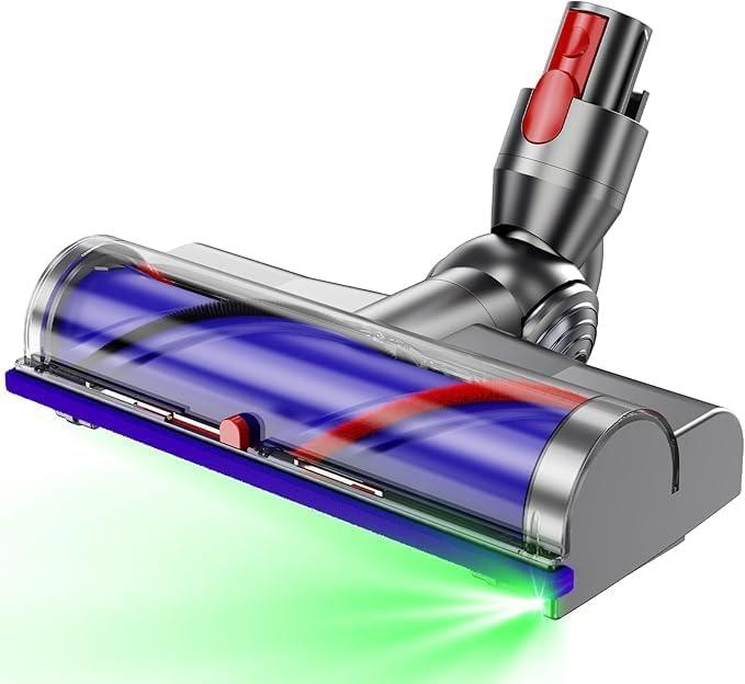 Upgrade-Motorhead Cleaner Direct Drive Head Replacement for Dyson V7,V8,Cyclone V10,V11,V15 Cordless Vacuum Cleaners attachments,LED Headlights with 270 Torque Brush Head for Carpets,Hardwood Floor