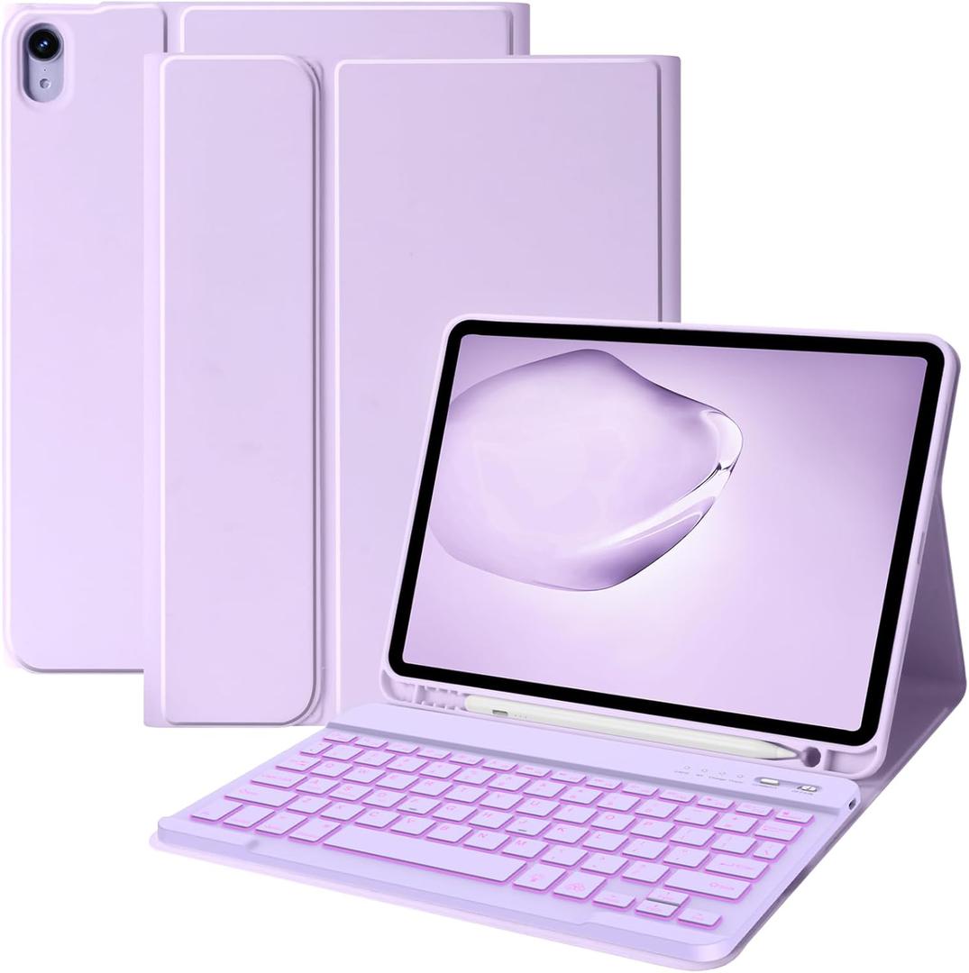 BQSS for iPad 11th 10th Generation Keyboard Case 11inch-A16 2025 & 10.9" 2022,Slim Smart Keyboard Case for iPad 11th 10th Gen 2022/2025,Detachable Wireless Keyboard,Pencil Holder Purple