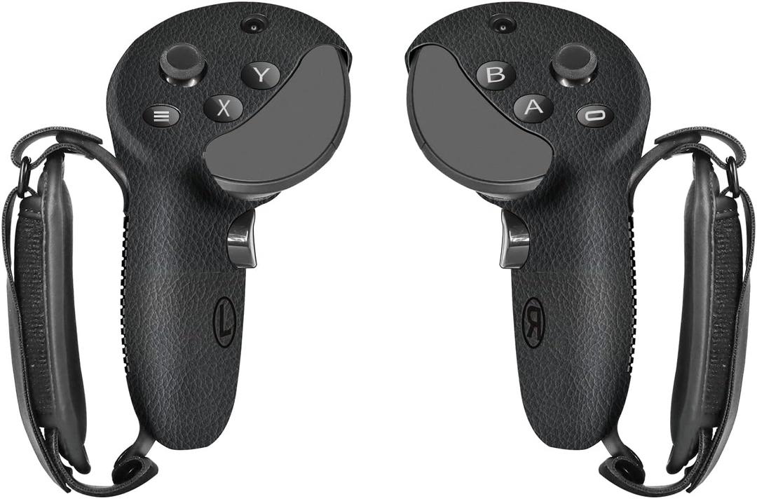 Silicone Grips for Meta Quest Pro Controllers - Come with PU Leather Cushion Pad - More Comfortable (Black)