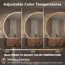 Niccy Half Moon LED Mirror for Bathroom, 28" Semi Backlit Frameless Makeup Mirror with Light, Anti-Fog, Shatter-Proof, 3 Colors, Smart Vanity Mirror