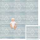Play Platoon Non-Toxic Large Kids Play Mats for Floor, 9 Tiles, 72 x 72 inch - Extra-Thick Foam Tiles, 24 x 24 inch Puzzle Mats, Neutral Playmat for Toddlers & Childrens Playroom - Saguaro Print