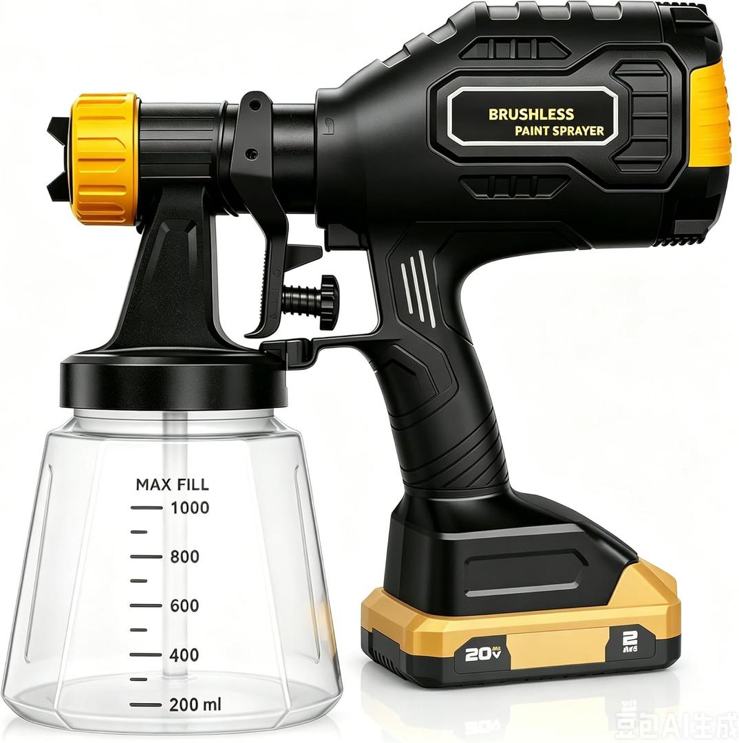 Cordless Paint Sprayer Compatible with Ryobi 18V Battery (Battery Not Included),1000ml/min High Flow,1000ml Container,150 Din/s Max Viscosity,Paint Sprayer for Furniture