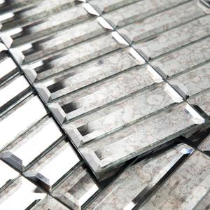 Peel and Stick Mirror Glass Mosaic Tile Self Adhesive 12 x 12 Inch Strip Mirror Tiles for Kitchen Backsplash Bathroom Wall(5 Sheets, Dark Antique)
