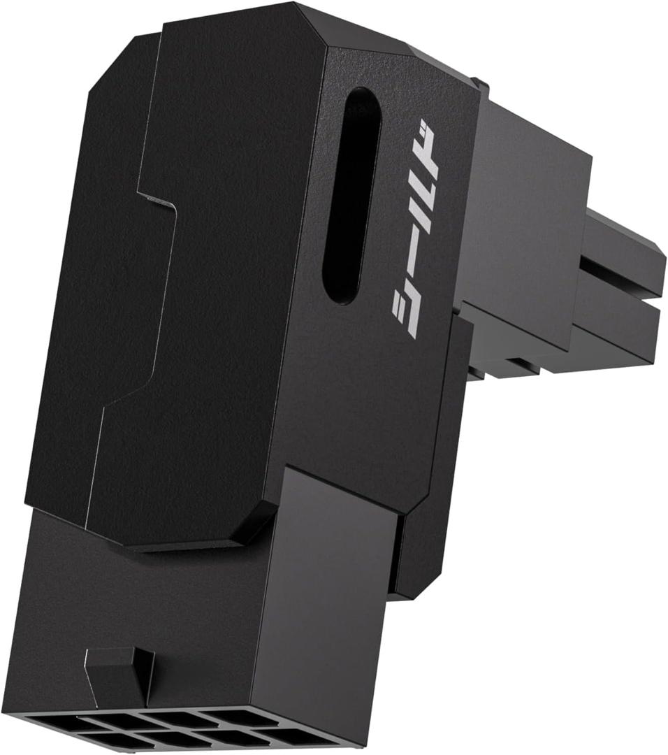 EZDIY-FAB Shield Series 8-Pin PCIe GPU Power Adapter,90-Degree Angled Connector, Aluminum Design for Graphics Cards  Reverse Type,Black-1 Pack