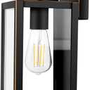 BesLowe Outdoor Wall Light Fixtures, Exterior Waterproof Wall Lanterns, Porch Sconces Wall Mounted Lighting with Glass Shades, Modern Wall Lamps for Garage Front Door Entryway, Black with Gold Trim (12.8" (1-Pack))