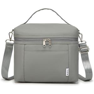 NOL Natural Organic Lifestyle Insulated Lunch Bags for Women Cooler Bag Lightweight Nylon Waterproof Lunch Box For Work (Cool gray, Medium(normal))