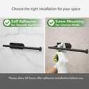 Paper Towel Holder, Self Adhesive or Screw Mounting, Black Wall Mount SUS304 Stainless Steel Paper Towel Holder Under Cabinet for Kitchen, Counter, Cabinet, Bathroom