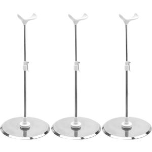 3Pcs Doll Base Stand Fit for BJD Dolls 1/3 1/4 Applicable 15.7" - 27.6" Tall, Stainless Steel Adjustable Small Display Holder Base Support Accessories for Ball Jointed Doll, for Action Figures Posing