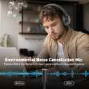 H300 Wireless Headphones with Microphone, Over Ear Bluetooth Headsets with USB Dongle & Mute, Environmental Noise Cancelling Retractable Mic for Work Office Call Center Laptop Computer (Black)