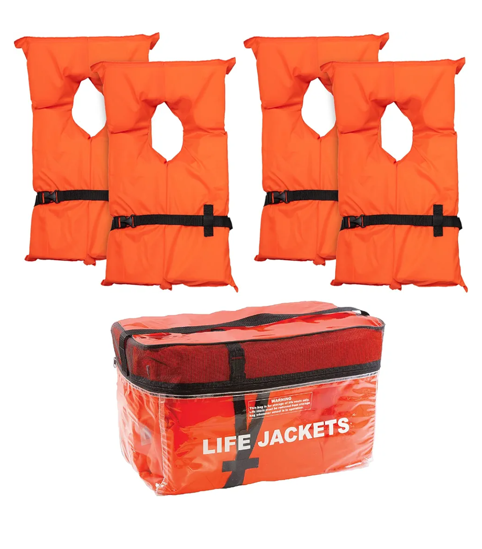 Airhead Adult Type II Keyhole Life Jacket, Multiple Colors and Sizes, Coast Guard Approved 4 Pack 