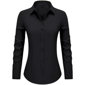 Button Down Shirts for Women Fitted Dress Shirt Long Sleeve Collared Blouse Work Business Office Attire Fall Outfits S