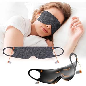 FRESHME 3D Eye Mask with Ear Loop - Lash Extensions Blackout Blindfold Glasses Sleep Mask with Removable Ears Plugs for Sleeping Noise Cancelling Travel Airplane, Eye Cover for Women Men Side Sleeper