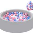 Wilwolfer Foam Ball Pit for Toddlers with 100 Balls, Large Baby Ball Pit for Babies with Soft Memory Sponge, Indoor Outdoor Baby Playpen, Kids Play Ball Pool, Gift Toys for Infants Boys and Girls, (Gray Ball Pit with 100 Tricolor Balls)
