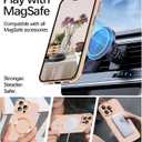 iPhone 15 Pro Max Case,iPhone 15 Pro Max Phone Case[Compatible with MagSafe] Magnetic Slim Thin Lanyard Wrist Strap Plating Shockproof Protective Phone Cover for iPhone 15 Pro Max 6.7", Pink