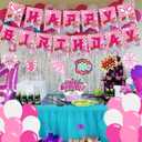 Pink Spider Birthday Party Decorations,Girl Spider Decor Supplies Include Happy Birthday Banner, Latex Balloon, Hanging Swirl Spiral,Cake Toppers