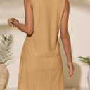 Imily Bela Womens Summer Dresses Casual Beach Tank Eyelet Sleeveless Sundresses 2025 Loose Swimsuit Coverup with Pockets (Beige)