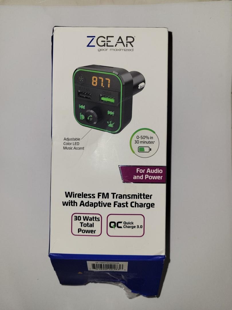 ZGear Wireless FM Transmitter WITH Adaptive Fast Charge 30 Watts