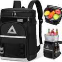 Bacgnyer Backpack Cooler Insulated Leakproof - Waterproof 22L Cooler Bag for Men & Women, Portable Soft Sided for Camping, Beach, Fishing, Lunch, Hiking with Magnetic Fold & Dry Storage Design. Black