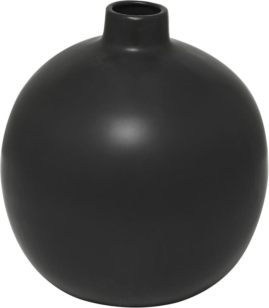 Deco 79 Ceramic Decorative Vase Matte Centerpiece Vase, Flower Vase for Home Decoration 16" x 16" x 17", Black