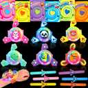 Shyling Valentines Day Gifts for Kids - 24 Pack Valentines Day Cards for Kids School with LED Light Up Fidget Spinner Slap, Valentines Party Favors Glow Toys for Kids Classroom Prize Exchange.