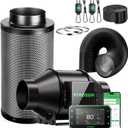 VIVOSUN Smart Air Filtration PRO G4 Kit 4", AeroZesh G4 Inline Duct Fan w/GrowHub E42A+ Temp. Humidity WiFi-Controller, Carbon Filter & Ducting, Cooling & Ventilation System for Grow Tent, Hydroponics