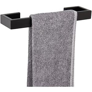 Bath Towel Rack - Square Base Thicken SUS304 Stainless Steel Towel Bar for Bathroom, Bathroom Bar Accessories Towel Rod Heavy Duty Wall Mounted Towel Holder (Matte Black, 12 Inch)
