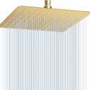 12 inch Brushed Gold Rain Shower Head - All Metal 304 Stainless Steel, Full Body Waterfall Shower with 144 Silicone Nozzles - Square Showerheads Ceiling or Wall Mount Modern Bathroom
