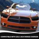 RAZPOY for Charger Headlight Cover, Smoked Front Head Light Lamp Guard Covers Trim Compatible with 2011-2014 Dodge Charger Exterior Accessories, ABS Smoked Black