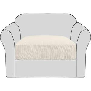 H.VERSAILTEX High Stretch Individual Seat Cushion Covers Sofa Slipcovers Couch Cushion Covers Sofa Covers Featuring Jacquard Textured Twill Fabric (1 Pack for 1 Cushion Chair, Natural, Small)