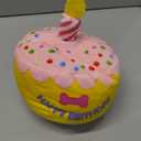 Dog Birthday Cake Toy 5.9", Larger Plush Dog Gift with Electronic Music Box, Plays Happy Birthday Song & Puppy Bark Melody, Party Decoration for All Breeds Dogs, Pink