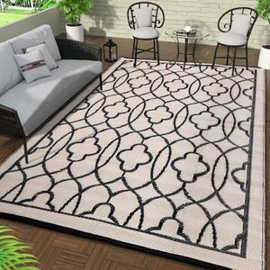 Outdoor Rugs for Patio Clearance - 9‘x12' Waterproof Reversible Indoor Outdoor Rug Carpet, Portable Plastic Straw Rug for RV Camping, Picnic, Beach, Porch, Deck（Rug001）