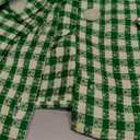 Women's Green Checkered Button Front Jacket - Loose Fit Long Sleeve Casual Outerwear (Green, XX-Large)