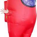 Impostor Inflatable Costume for Adult Funny Halloween Spacesuit Costume Astronaut Figures for Adult Game Fans (Red)