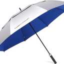 Prospo 68inch Golf Umbrella UV Protection Extra Large Oversized Heavy Duty Auto Open Double Canopy Vented Sun Rain Umbrella Windproof Blue