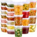Lamosi 60 Sets Deli Containers with Lids, 8/16/32 oz Quart Containers BPA Free, Airtight Takeout Plastic Food Storage Container, Stackable Leakproof Microwave & Freezer Safe for Soup, Sauce & Leftover