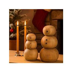 Yalikop 2 Pcs  Snowman Decorations Wood Snowman Christmas Decorations Home Tabletop Decor for Winter DIY Christmas Party Gifts