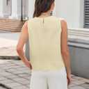 MAKABO Women's Linen Tank Tops Crew Neck Vest Top Office Work Sleeveless Blouses (Medium, Beige)